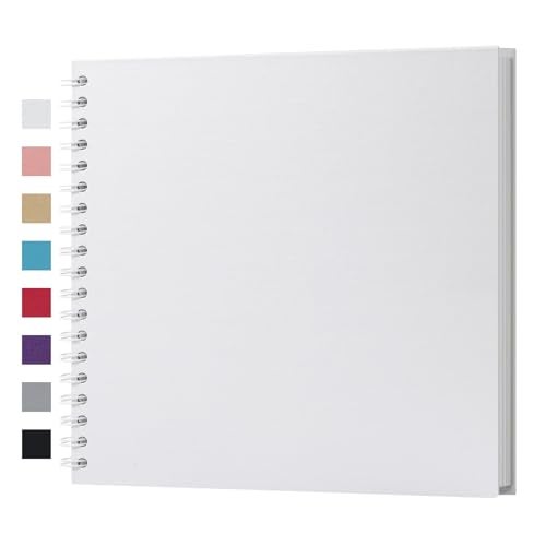 potricher 10 x 10 Inch DIY Scrapbook Album 40 Pages Hardcover Kraft Paper Scrap Book Photo Albums Memory Book for Wedding and Anniversary Family (White, 10 Inch) - Image 1