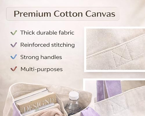 Lify Best Canvas Grocery Totes - Reusable Shopping Bags - Organic Cotton Washable & Eco-friendly Bags (3 Bags) - 3Piece Pack - Image 5