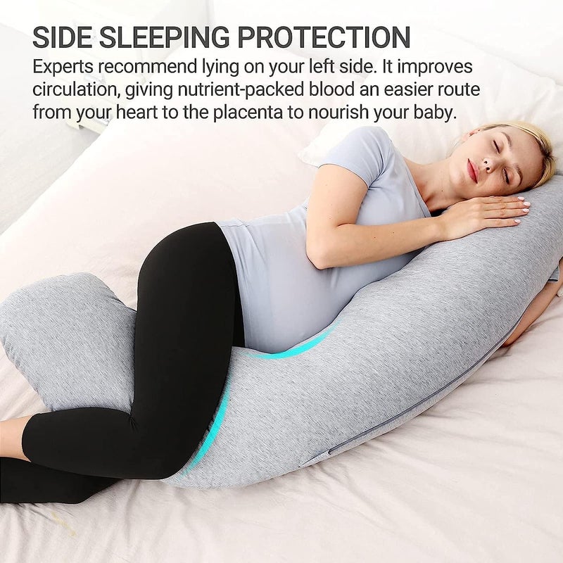 COOZLY J Shaped Pregnancy Pillow Maternity Pillow with 100 Cotton Removable Covers Grey - Image 5