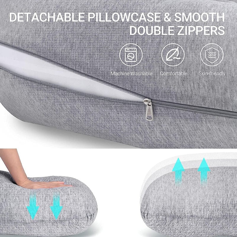 COOZLY J Shaped Pregnancy Pillow Maternity Pillow with 100 Cotton Removable Covers Grey - Image 4