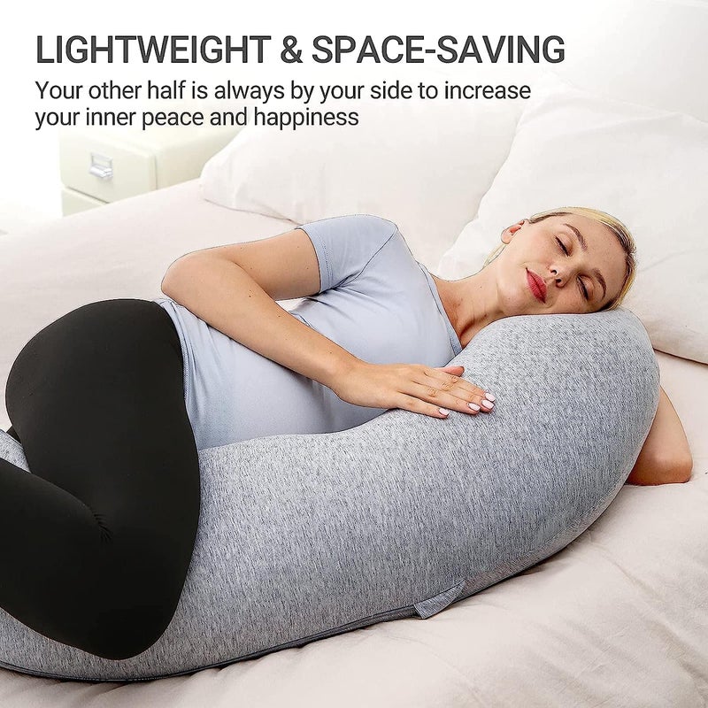 COOZLY J Shaped Pregnancy Pillow Maternity Pillow with 100 Cotton Removable Covers Grey - Image 3