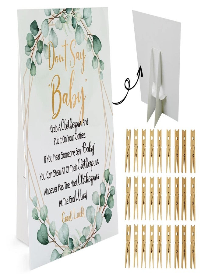 GNATV Don't Say Baby Game, One 8x10 Sign Equipped Standing Rack, 50 Mini Clothespins, Baby Shower Games, Gender Reveal Games, Baby Shower Decoration, Gender Neutral, NB004 - Image 2