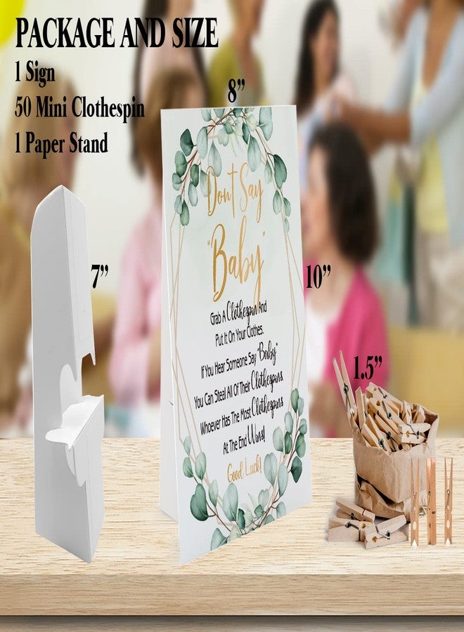 GNATV Don't Say Baby Game, One 8x10 Sign Equipped Standing Rack, 50 Mini Clothespins, Baby Shower Games, Gender Reveal Games, Baby Shower Decoration, Gender Neutral, NB004 - Image 3