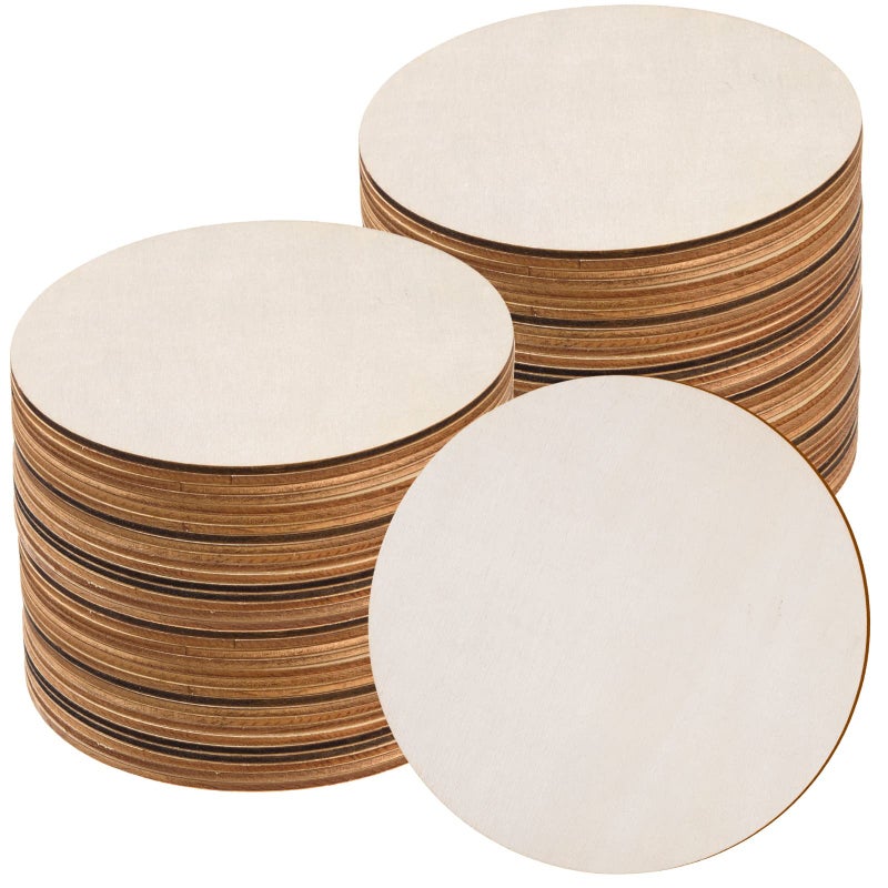 60 Pcs 6 Inch Wood Circles for Crafts Unfinished Circles Wooden Rounds Natural Round Wooden Disc Cutouts Blank Wood Slices for DIY Crafts Coaster Painting Engraving Home Decorations