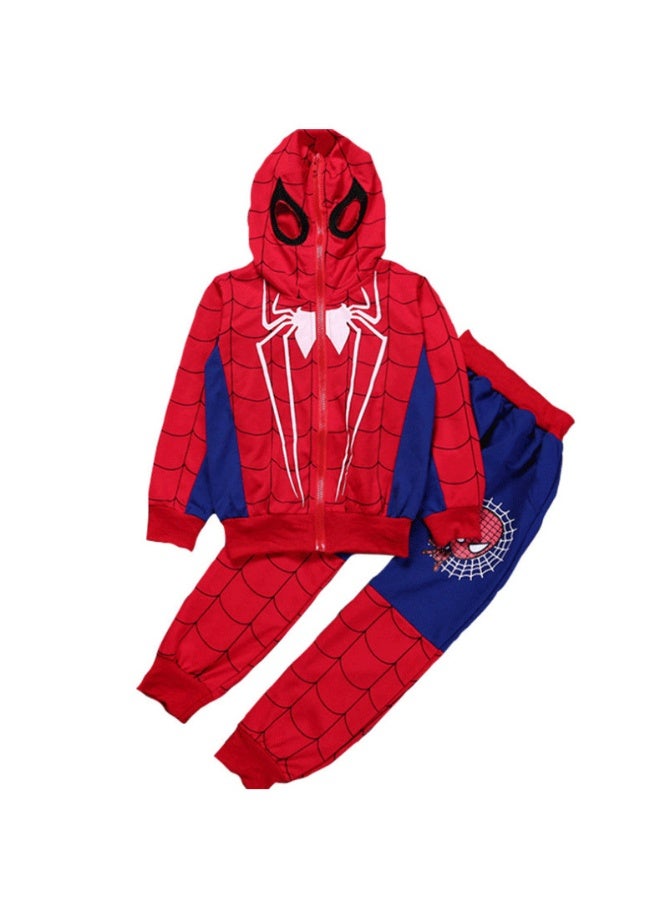 general Children's clothing fashion boys Spider-Man two-piece suit, medium and large children's clothing hooded sweater hoodie children's suit - Image 1