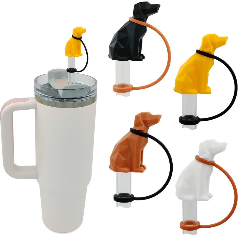 HomDsg Dog Straw Cover Cap Compatible with Stanley Cup 30 40 oz  4 Pack Cute Silicone Straw Topper  Funny Christmas Gift  Accessories for Stanley Cup Tumbler - Image 1