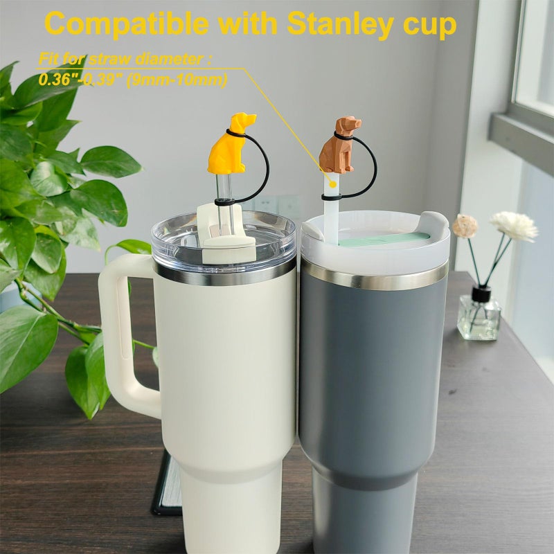 HomDsg Dog Straw Cover Cap Compatible with Stanley Cup 30 40 oz  4 Pack Cute Silicone Straw Topper  Funny Christmas Gift  Accessories for Stanley Cup Tumbler - Image 4