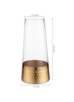 MyGift Clear Glass And Gold Flower Vase Decor Table Vase With Goldtone Metal Hammered Base Accent  - Image 5