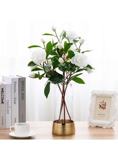 MyGift Clear Glass And Gold Flower Vase Decor Table Vase With Goldtone Metal Hammered Base Accent  - Image 4