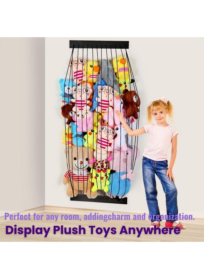 Vomelon VOMELON Stuffed Animal Storage Wooden Soft Toy Storage for Kids Room，Wall Mount Door Hanging Stuffed Animal Toy Organizer Shelf for Nursery Play Room Black -Patent  - Image 3