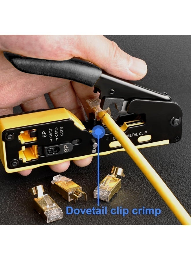 RJ45 Pass Through Crimp Tool, RJ45 Cat5 Cat6 Cat7 Crimping Tool, RJ11 Crimping Tool, Ethernet Network Cable Crimper Stripper, Modular Crimping Equipment Mini Tool Pliers - Image 5