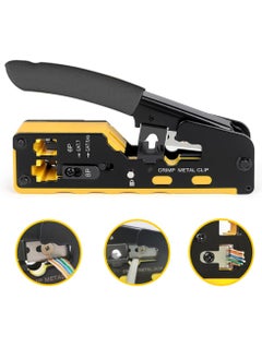 RJ45 Pass Through Crimp Tool, RJ45 Cat5 Cat6 Cat7 Crimping Tool, RJ11 Crimping Tool, Ethernet Network Cable Crimper Stripper, Modular Crimping Equipment Mini Tool Pliers