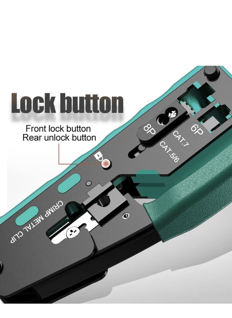 Generic - RJ45 Pass Through Crimp Tool, RJ45 Cat5 Cat6 Cat7 Crimping Tool, RJ11 Crimping Tool, Ethernet Network Cable Crimper Stripper, Modular Crimping Equipment Mini Tool Pliers - Image 1