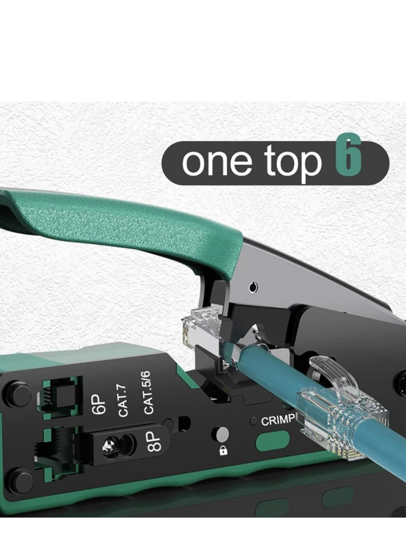 Generic - RJ45 Pass Through Crimp Tool, RJ45 Cat5 Cat6 Cat7 Crimping Tool, RJ11 Crimping Tool, Ethernet Network Cable Crimper Stripper, Modular Crimping Equipment Mini Tool Pliers - Image 1