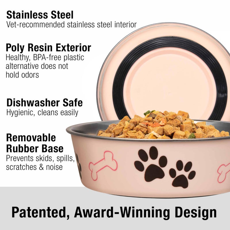 Loving Pets Bella Dog Bowls- Stainless Steel Dog & Cat Bowls - Spill Proof Dog Food Bowl, Cat Bowl, Puppy Essentials & Pet Supplies Great for Home & Travel (Medium 20-35 lbs, Paparazzi Pink) - Image 2