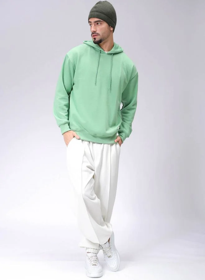 The Indian Garage Co Men Oversized Solid Overhead Hooded Sweatshirt