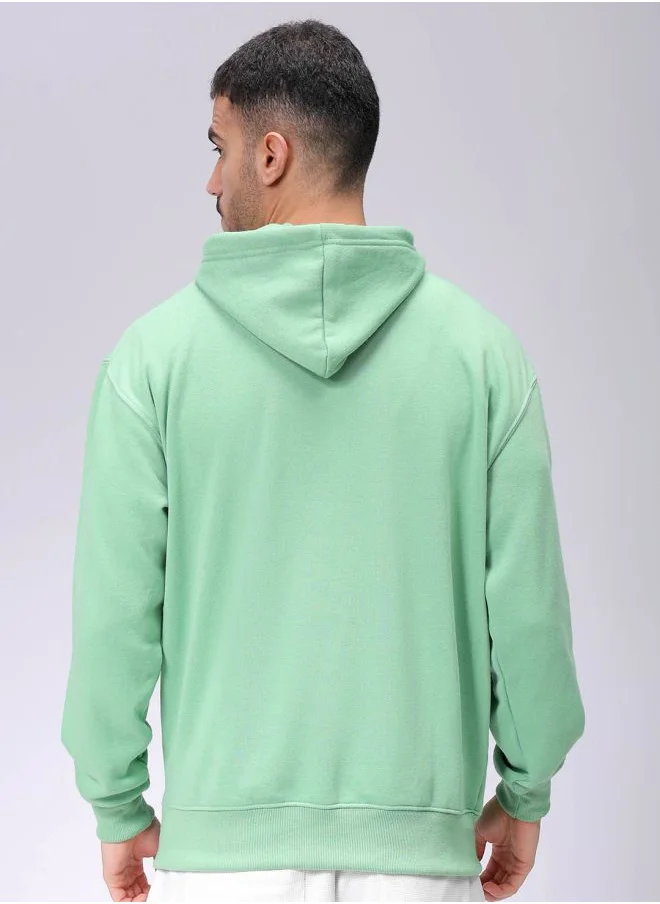 شركة المرآب الهندية Men Oversized Solid Overhead Hooded Sweatshirt