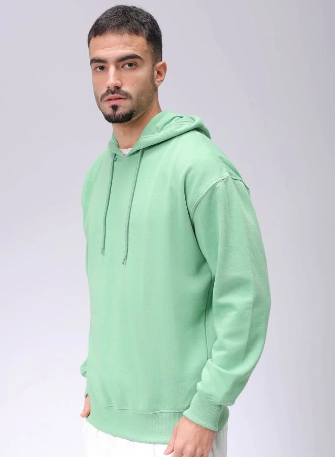 The Indian Garage Co Men Oversized Solid Overhead Hooded Sweatshirt