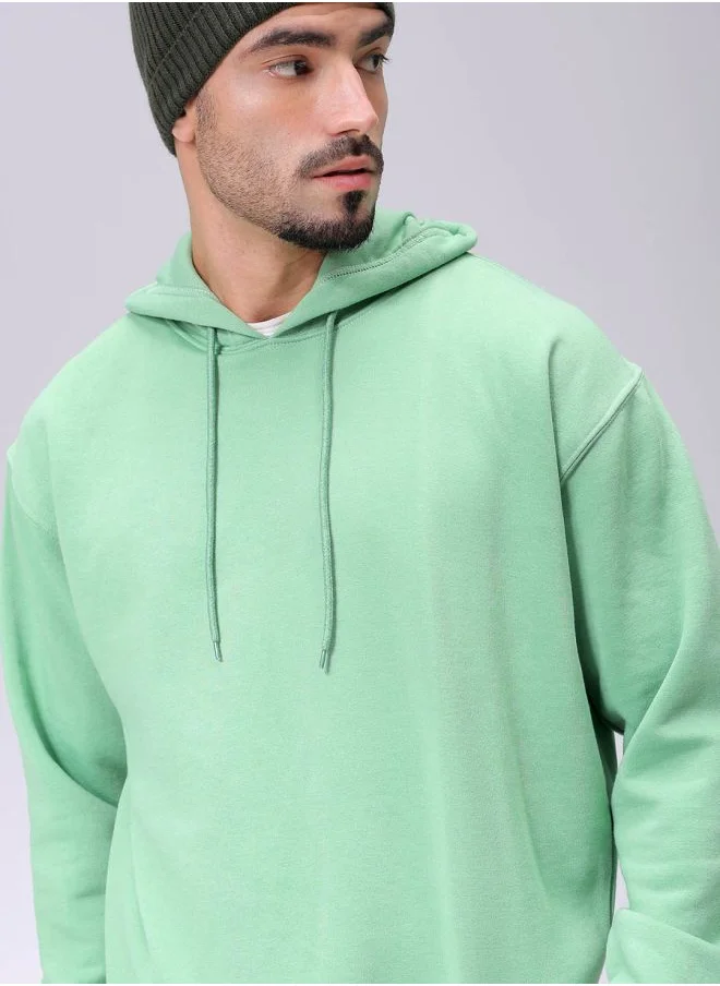شركة المرآب الهندية Men Oversized Solid Overhead Hooded Sweatshirt