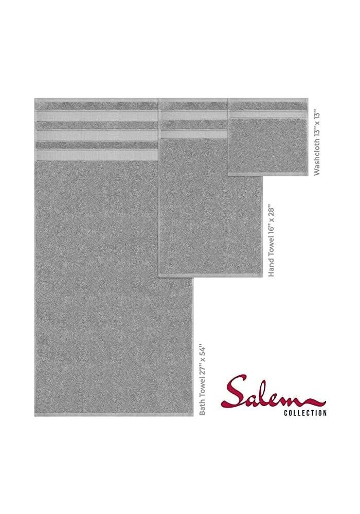 سافي بلس طقم مناشف مكون من 3 قطع فائقة النعومة والامتصاص بجودة فندقية فاخرة 100% قطن ممشط، منشفة حمام واحدة، منشفة يد واحدة، منشفة واحدة - رمادي فاتح - Image 3