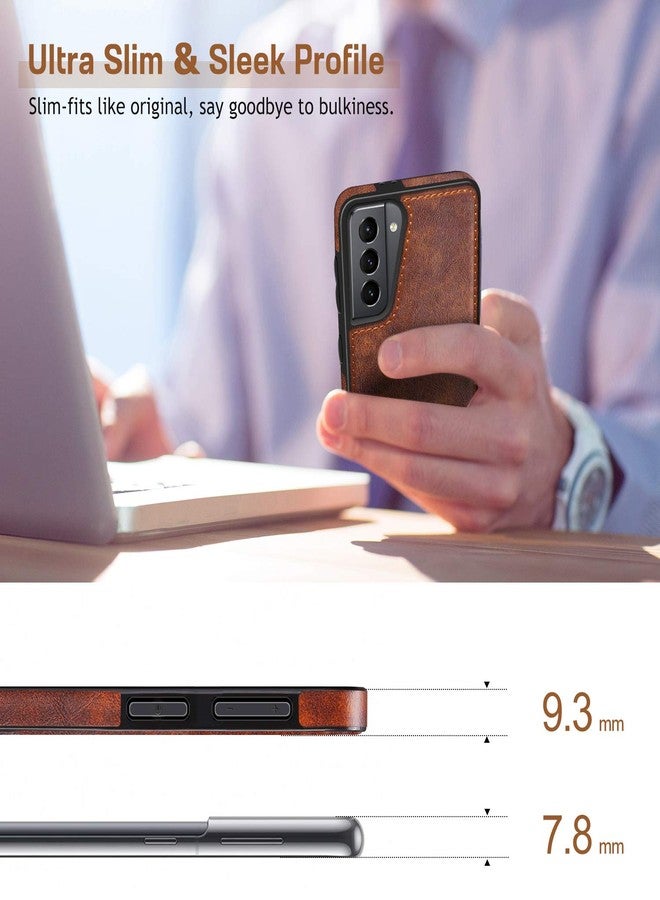 LOHASIC جراب LOHASIC لهاتف Galaxy S21 5G، مصنوع من الجلد الفاخر عالي الجودة، مع غطاء واقٍ كامل للجسم مقاوم للصدمات، ومقبض مانع للانزلاق، مناسب للرجال والنساء، متوافق مع هاتف Samsung Galaxy S21 مقاس 6.2 بوصة (2021) - بني - Image 4