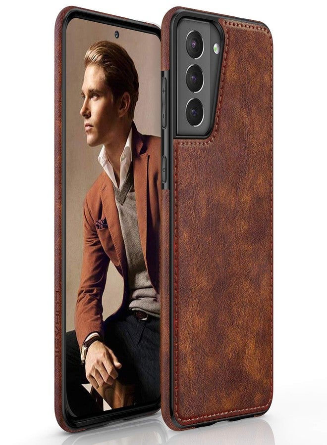 LOHASIC جراب LOHASIC لهاتف Galaxy S21 5G، مصنوع من الجلد الفاخر عالي الجودة، مع غطاء واقٍ كامل للجسم مقاوم للصدمات، ومقبض مانع للانزلاق، مناسب للرجال والنساء، متوافق مع هاتف Samsung Galaxy S21 مقاس 6.2 بوصة (2021) - بني - Image 1
