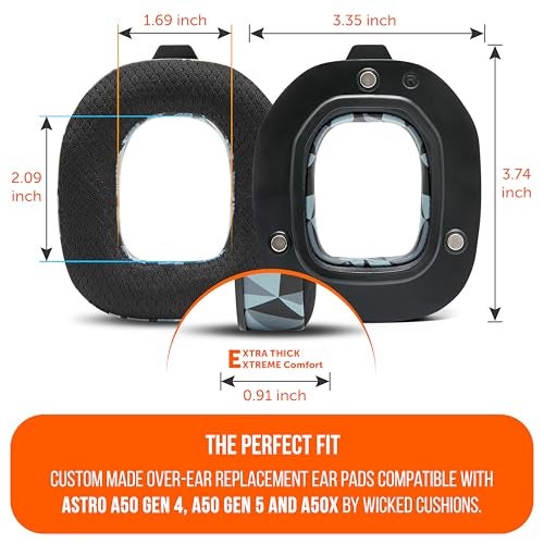 WC Mod Kit A50 - Cooling Gel Earpads + Headband Replacement for Astro A50 Gen 4, Gen 5 & A50X by Wicked Cushions | Enhanced Comfort, Cooling & Durability | Geo Grey - Image 5