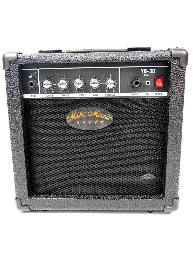 Mike Music Mike Music 20 - 30Watt Electric Bass Guitar Amplifier (YB 30 Bass Guitar Amplifier, Black)  - Image 1