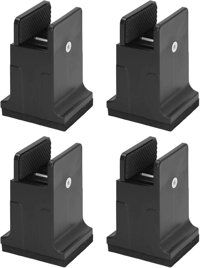 4pcs Adjustable Furniture Risers with Screw Clamp, Heavy Duty Bed Couch Risers, Rubber Height Adjustable Leg Extenders for Tables Sofas Beds Desks and Cabinets (Black) - Image 4