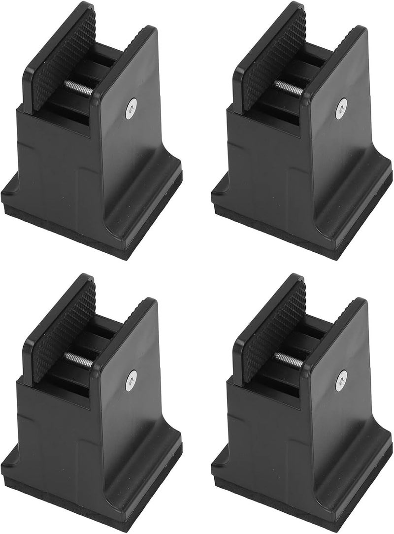 4pcs Adjustable Furniture Risers with Screw Clamp, Heavy Duty Bed Couch Risers, Rubber Height Adjustable Leg Extenders for Tables Sofas Beds Desks and Cabinets (Black) - Image 3