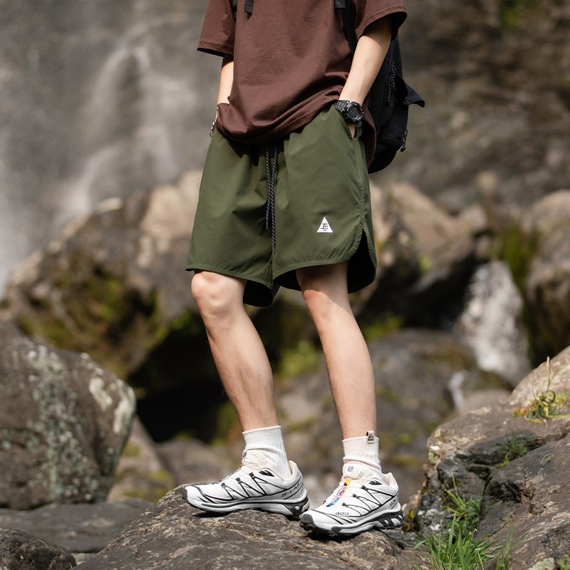 Mens Bermuda Shorts Arc Hem Split Summer Workwear Green  - Image 3