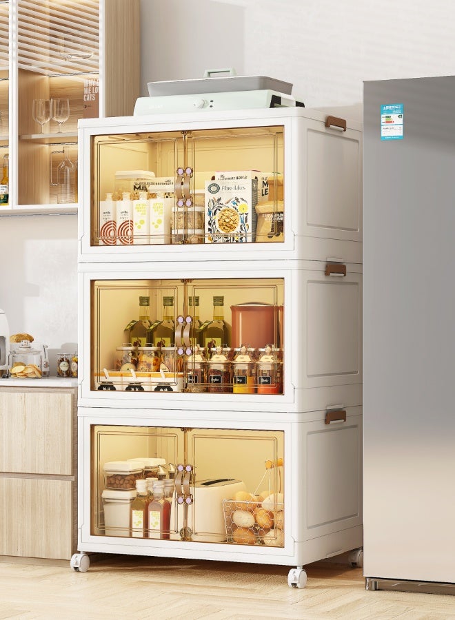 أولييرو خزانة تخزين بلاستيكية قابلة للطي بثلاث طبقات، مقاس 40×28×66 سم - Image 1