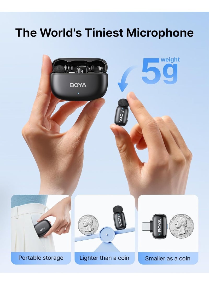 BOYA  Mini2- 2  Wireless mic 1 to 2 kit for TYPE C + Charging Case (Black) - Image 5