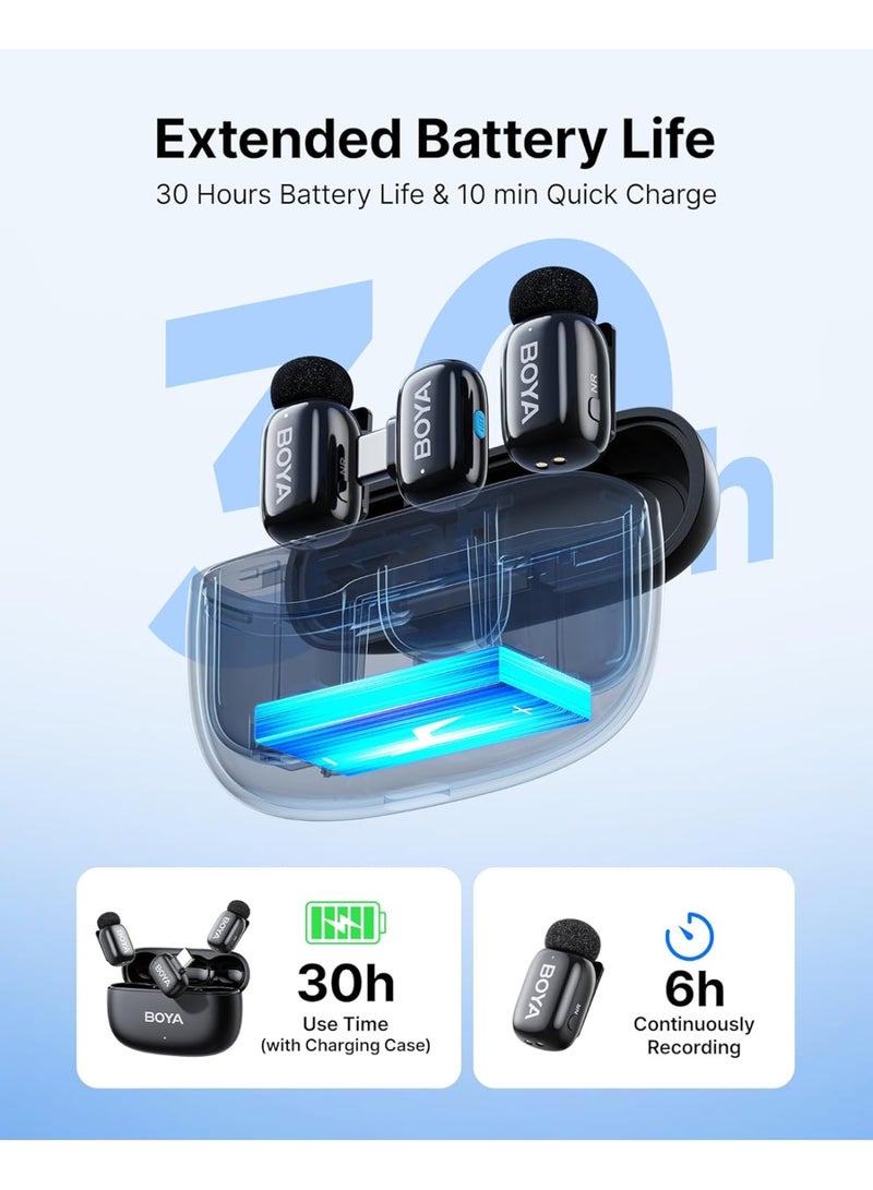 BOYA  Mini2- 2  Wireless mic 1 to 2 kit for TYPE C + Charging Case (Black) - Image 3