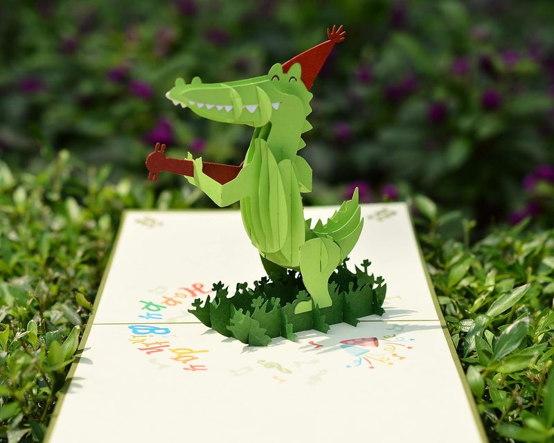 CUT POPUP.COM CUTPOPUP Birthday Pop Up Fun Alligator Card for Children, Son, Nephew, Kids,Teenager - Wonderful Birthday Gift For Kids, Koala Lovers- Includes elegant envelope - Image 2