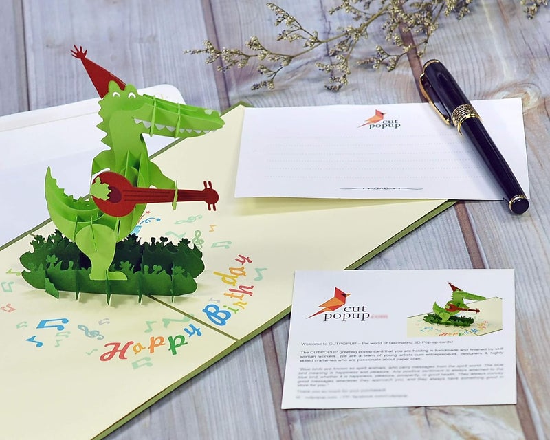 CUT POPUP.COM CUTPOPUP Birthday Pop Up Fun Alligator Card for Children, Son, Nephew, Kids,Teenager - Wonderful Birthday Gift For Kids, Koala Lovers- Includes elegant envelope - Image 4