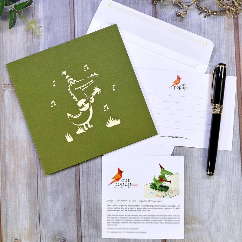 CUT POPUP.COM CUTPOPUP Birthday Pop Up Fun Alligator Card for Children, Son, Nephew, Kids,Teenager - Wonderful Birthday Gift For Kids, Koala Lovers- Includes elegant envelope - Image 3