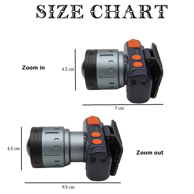RENMAX RENMAX Bright Head Mount Torch Zoom Waterproof Rechargeable Handsfree IR Sensor LED Blinker Metal Spotlight for Cycling Camping Caving Hiking Hunting Trekking 1Pc Zoom Focus 100W - Image 2