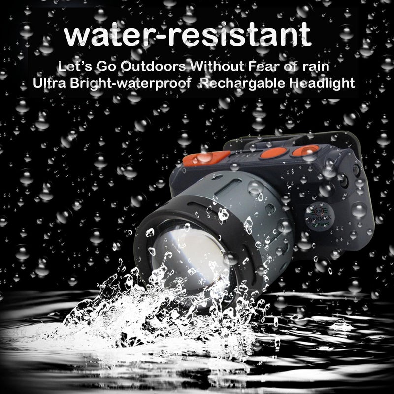 RENMAX RENMAX Bright Head Mount Torch Zoom Waterproof Rechargeable Handsfree IR Sensor LED Blinker Metal Spotlight for Cycling Camping Caving Hiking Hunting Trekking 1Pc Zoom Focus 100W - Image 4