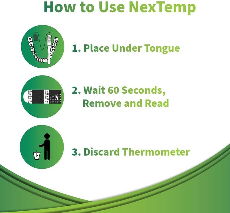 NEXTEMP ® Single-Use Thermometers: Individually Wrapped, Disposable, Providing Superior Accuracy and Maximum Infection Control. Perfect for Work, Schools, First-Aid, Home, and Travel, Celsius, 100-Pack - Image 3