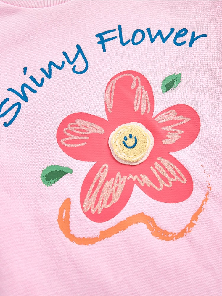 بالابالا طقم من قطعتين - تيشيرت وشورت مزين بكشكش وطبعات للبنات - Image 4