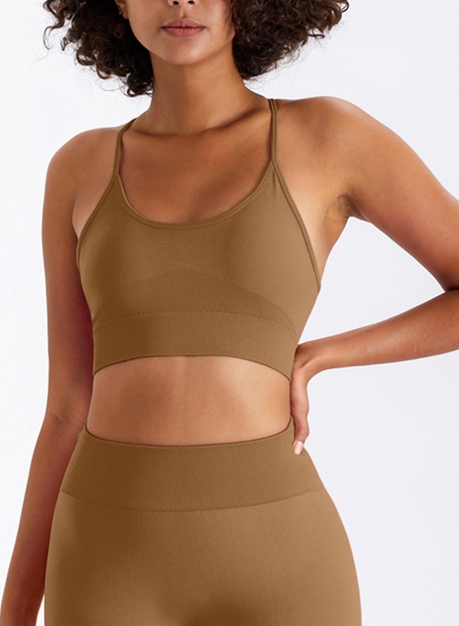 كون.يوغا حمالة صدر رياضية نسائية بظهر متقاطع مبطنة لتمارين اليوغا منخفضة التأثير مع حمالة صدر مدمجة قابلة للإزالة - Image 1