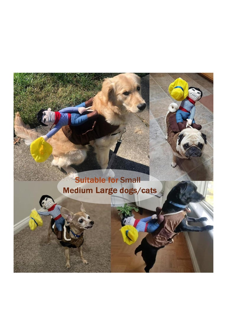 Zikra Dog Costumes Pet Cowboy Rider Costumes Pet Knight Style with Doll and Hat Clothes Puppy Novelty Funny Cosplay Apparel Accessories Outfits for Small Medium Dogs Cats (Medium) - Image 3