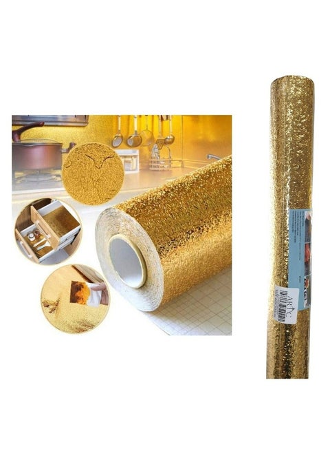 ARTC ملصق فويل ذاتي اللصق مقاوم للماء لخزانة المطبخ والأدراج لون ذهبي 60x500 سم