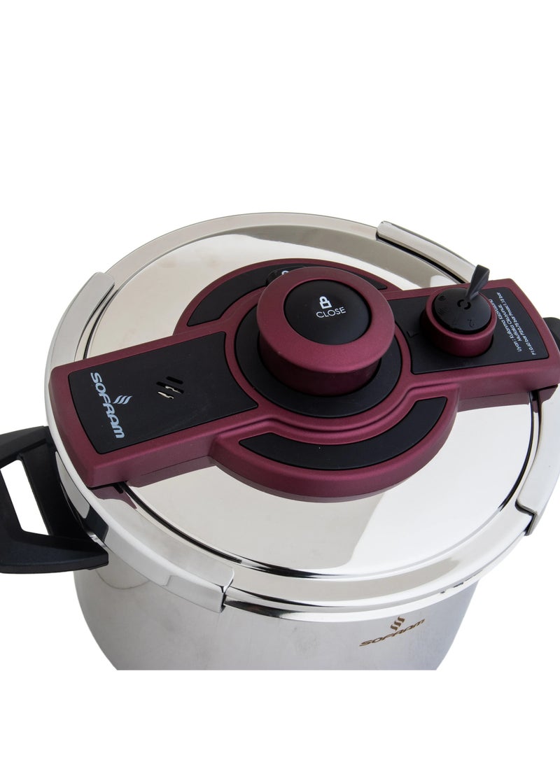 Sofram 6Liters Sofram 18/10 Stainless Steel Pressure Cooker 6L SILVER \ RED  - Image 2
