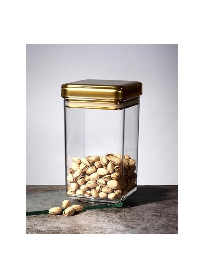 Green Tiger Gold Acrylic Square Canister, Acrylic Jars With Airtight Lids, Canister Jar Set for Kitchen, Food Storage Containers for Pantry and Countertop, Seasoning Organizer Bottle Jars - Image 2