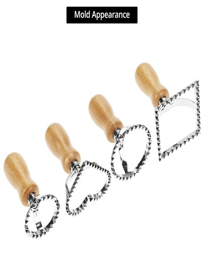 كيو دبليو او ار كي مجموعة أدوات تقطيع الرافيولي من QWORK مع عجلة دوارة - مقبض خشبي، إطار ألومنيوم متين، حواف مضلعة دقيقة - مثالية للرافيولي والمعكرونة والبسكويت - Image 3