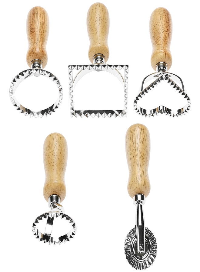 كيو دبليو او ار كي مجموعة أدوات تقطيع الرافيولي من QWORK مع عجلة دوارة - مقبض خشبي، إطار ألومنيوم متين، حواف مضلعة دقيقة - مثالية للرافيولي والمعكرونة والبسكويت - Image 2