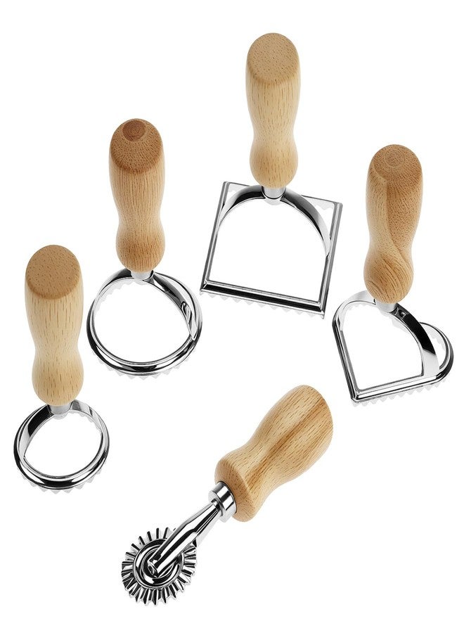 كيو دبليو او ار كي مجموعة أدوات تقطيع الرافيولي من QWORK مع عجلة دوارة - مقبض خشبي، إطار ألومنيوم متين، حواف مضلعة دقيقة - مثالية للرافيولي والمعكرونة والبسكويت - Image 1