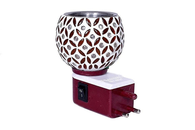 SHREE HANS CREATION SHREE HANS CREATION Kapur Dani Electrical Camphor Diffuser Glass Kapoor Dhani Essential Oil Diffuser with On Off Switch to Toggle Between Burner Lamp Yellow Patti - Image 3